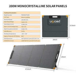 PECRON PV200 200W Portable Solar Panel Waterproof IP67 - Lumora Solar